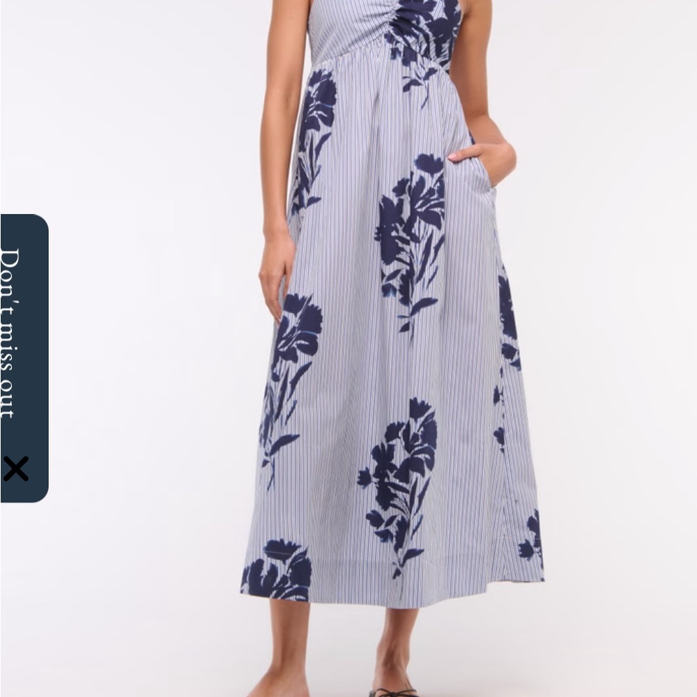 Sweetheart Babydoll Maxi Dress Navy Striped Abercrombie Womens XS petite NWT